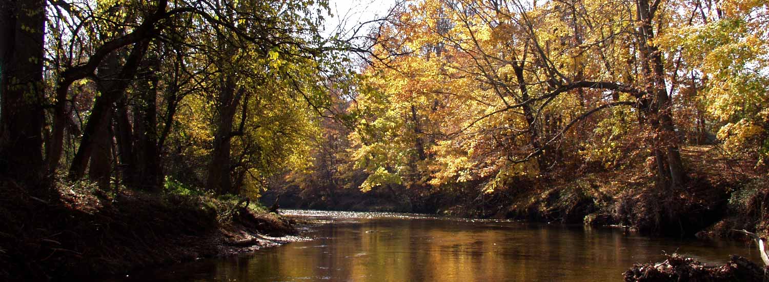 An autumnal photo of the White Clay Creek, which is located in Newark, Delaware, U.S.A.